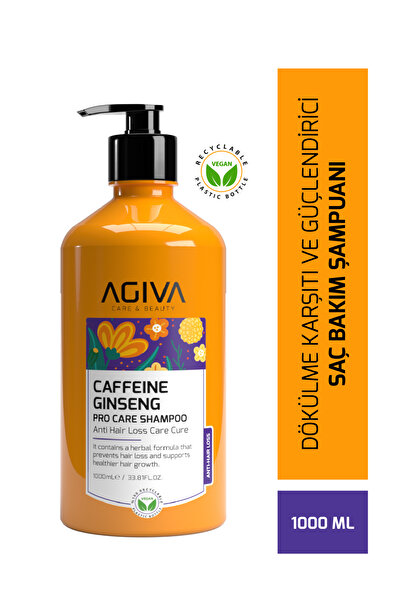 Agiva Care&Beauty Caffeine&Ginseng Dökülme Karşıtı ve Güçlendirici Saç Bakım Şampuanı 1000ML-Vegan