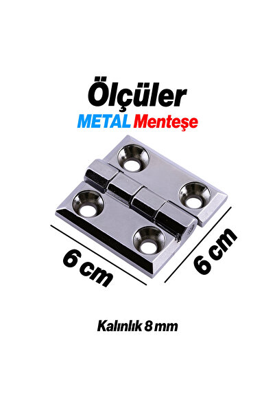 Badem10 Metal Gümüş Yaprak Menteşe 4 ADET 60x60mm Kapi Pencere Dolap Mobilya Kapak Menteşe Bağlantı Aksesuar