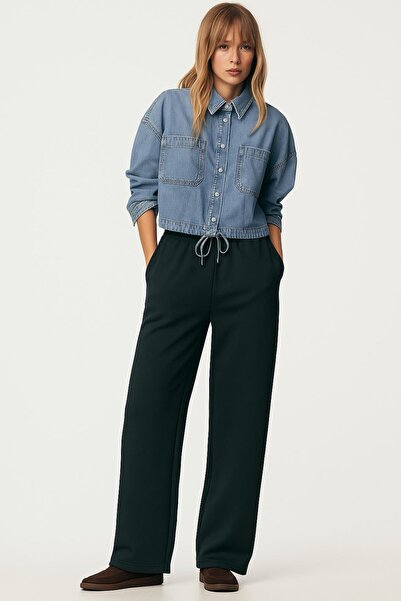 HAKKE Üç İplik Bol Paça Cepli Bağcıklı EŞOFMAN ALTI