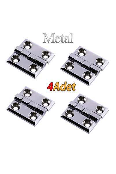 Badem10 Metal Gümüş Yaprak Menteşe 4 ADET 60x60mm Kapi Pencere Dolap Mobilya Kapak Menteşe Bağlantı Aksesuar