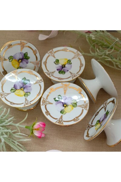 BY.RAYKA PORSELEN El Dekor Porcelain Hand Painted Stand Lokumluk Set