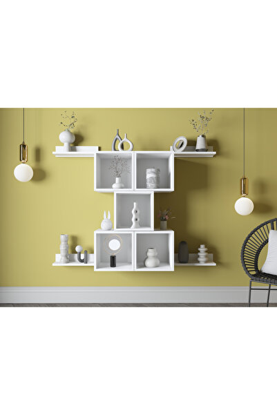 Nettrends Modern Asimetrik Açık Raflı Duvar Ünitesi Salon, Antre ve Ofis İçin...