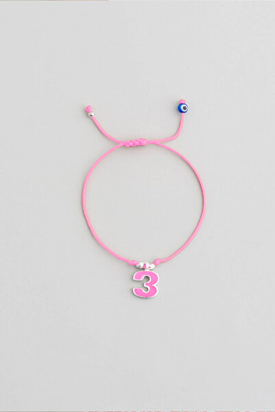 So CHIC... 3 Sayısı İkonlu 18 Ayar Beyaz Altın Kaplama Ayarlanabilir Gümüş İp...