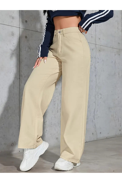 beeke Aisha Women's Palazzo Jeans Lycra Super High Waist Loose Denim Jeans Trousers Beekeplz