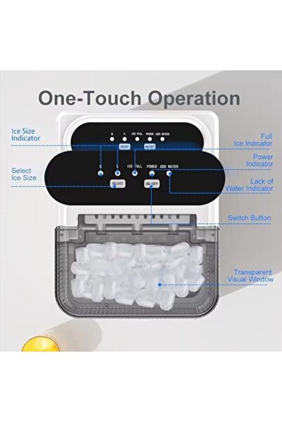 Generic Countertop Ice Maker, One-Click Operation Ice Machine, with Self-Cleaning, 12kg/24H, Removable