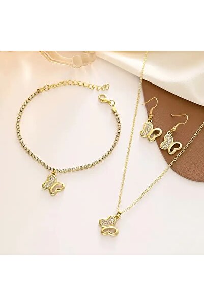 Ayzen Stone Butterfly Jewelry Set (Necklace Earrings Bracelet)
