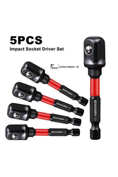 Choice1 مجموعة مفكات صدمية من جينكسورن، 5 قطع، مقاس 3 بوصات، 1/2 بوصة، مع لقم...