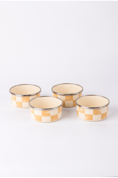 EMAYlab Beige Enamel 4-Piece Bowl Set, Snack Bowl, Breakfast Bowl, Jam Bowl, Olive Bowl, Serving Bowl Set 8cm 200 ml
