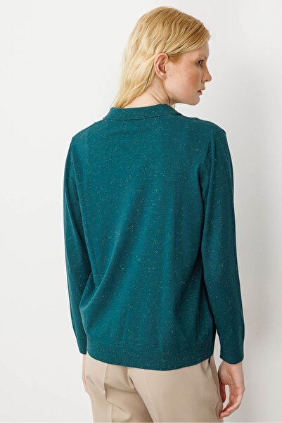 Desen Triko Γυναικεία μπλούζα με λαιμόκοψη πόλο Angelina Basic Πράσινη