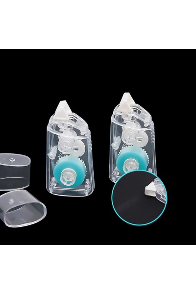 Riqqq Set de 2 dispensere bandă adezivă, plastic, transparent/alb/albastru