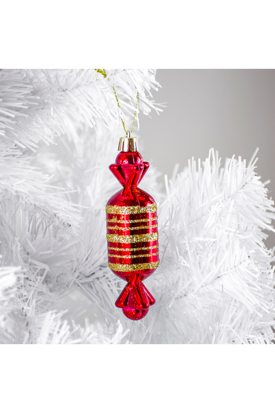 Other Christmas tree balls, 6 pieces, sweet, prl, red, gold, plastic, babka