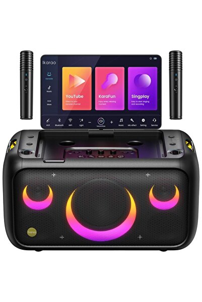 Ikarao Boxă portabilă Break-X1, 100W RMS, Bluetooth, Karaoke, ecran de 13,1", neagră
