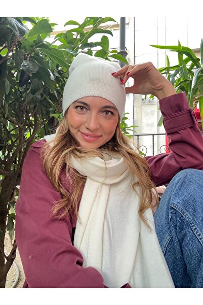 Seda Bijuteri Soft Textured Beanie Ecru