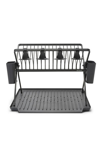 Brabantia SinkSide 1004151 Foldable Dish Dryer, Cutlery Rack, Corrosion Resistant, Dark Gray