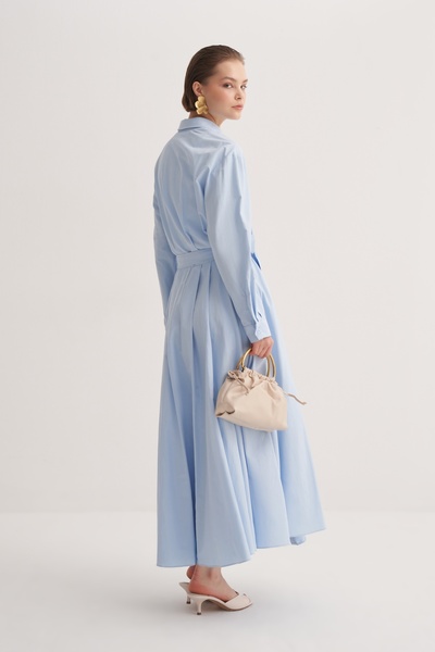 EBU Prive Γυναικείο πουκάμισο πλισέ από ποπλίνα Μπλε