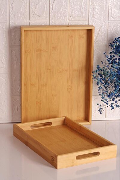 Atbyhome Bambum Marbella - Set of 2 Bamboo Patterned Trays Medium Small
