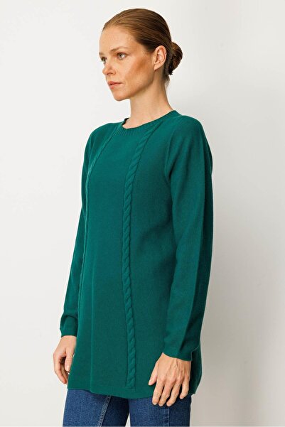 Desen Triko Women's Knitwear Side Slit Rice Knit Sweater Ö.Başı