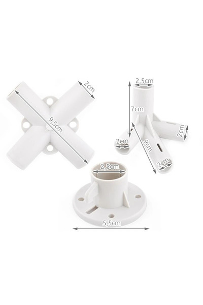 PROCART Connectors for garden pavilion 3x3 m, white ABS, set of 9 pieces