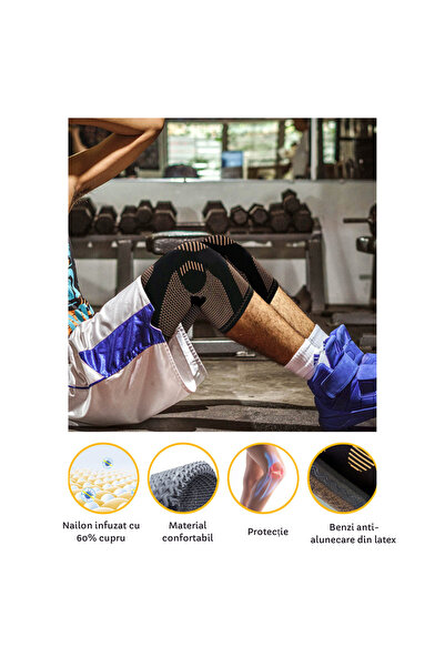 CUPROSMART Set 2 genunchiere compresive cu fir de cupru CuproSmart®, marime XL,Protejeaza Articulatie Genunchi
