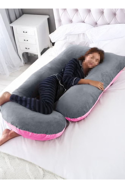 Fitness World U Shaped Pregnancy Pillow Full Body Maternity Support Pillow (62" x 28"), Pregnancy Pillow with Velvet Cover
