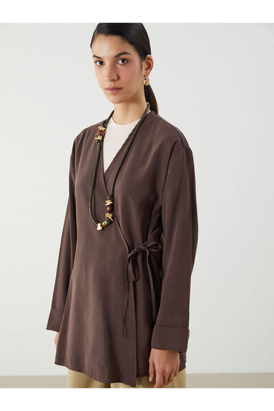 LC Waikiki Double Breasted Collar Modal Blend Women's Kimono