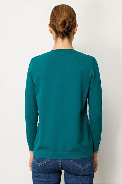 Desen Triko Women's Crew Neck Floral Embroidered Blouse A.Ö.Başı