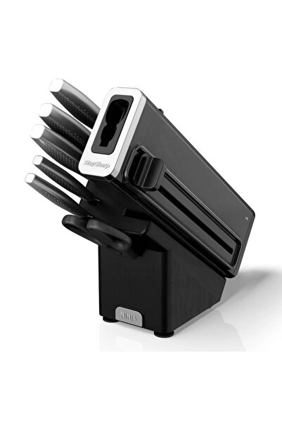 NINJA K62014EUUK Kitchen Knife Set with Sharpener, 14 pcs, StaySharp, Ergonomic Design, Silver/Black