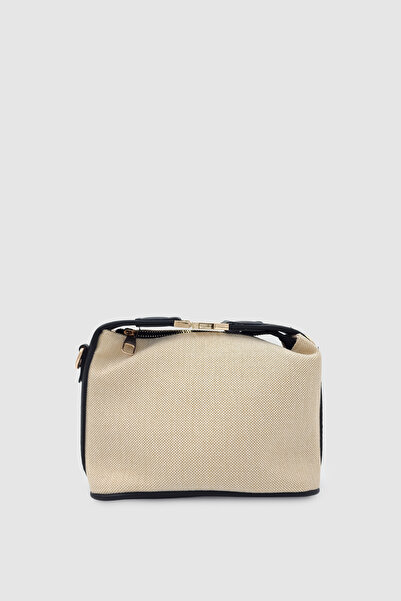 Wuclo حقيبة يد زيرين بحزام متقاطع من الكتان مع مشبك وسحاب للإغلاق باللون الأس...