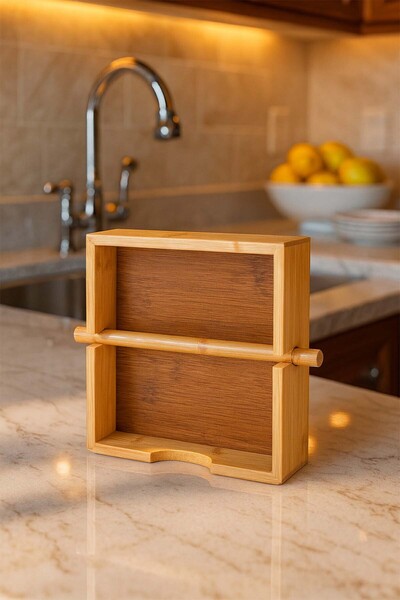 Bambuland Wooden Bamboo Napkin Holder - 18X18 cm Natural Table Accessory