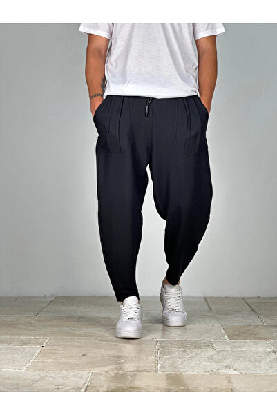 hazelin Men's Black Drawstring Waist Straight Cut Pants with Pockets Sweatpants Hzl24S-Mxc8948-29