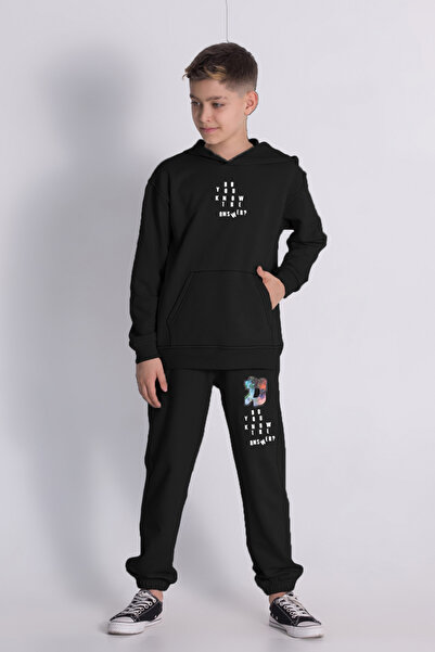 DMB BOYS & GIRLS Boys' Hooded Tracksuit Set with Front and Back Prints, Comfo...