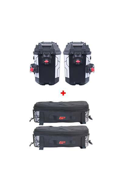 GP KOMPOZİT Universal 26 lt x 2 Plastik ve Kumaş Motosiklet Yan Çanta Seti Siyah