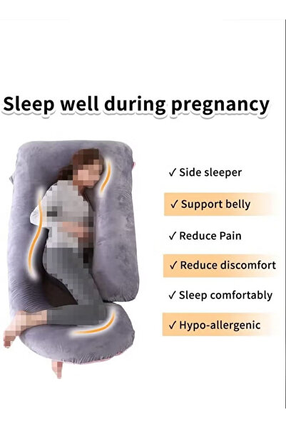 Fitness World U Shaped Pregnancy Pillow Full Body Maternity Support Pillow (62" x 28"), Pregnancy Pillow with Velvet Cover