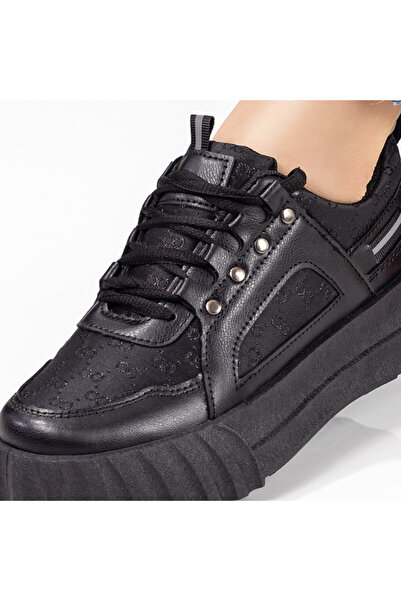 BMoD Women's black lace-up sports shoes MOD05857