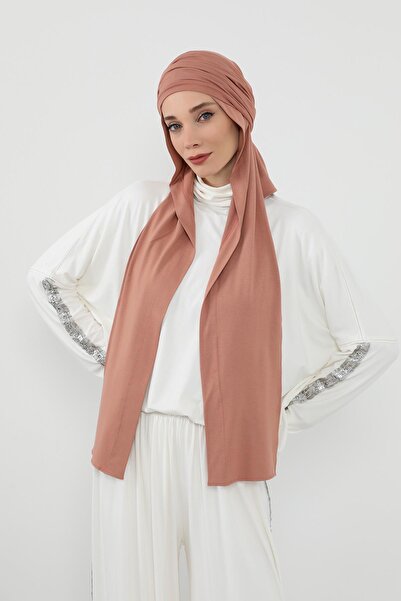 Aisha's Design Combed Cotton Boneli Ready-Made Combed Cotton Hooded Shawl Two-Piece Set, Ps-57, Salmon