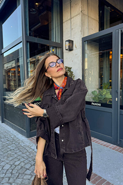 Sue Store Bitter Brown Wash Jacket Pants Denim Set