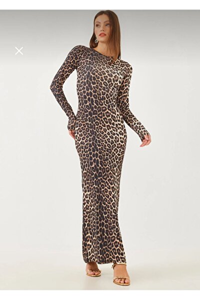 Sima Butik فستان ليوبارد نسائي