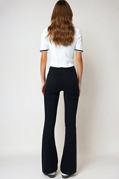 VAGGON Women's Black 5 Pocket Spanish Leg Jeans Vs01017