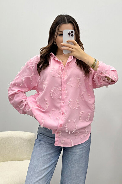 Bipantolon Women's Buttoned Pink Tassel Detailed Shirt