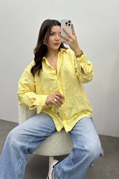 Bipantolon Women's Buttoned Butter Yellow Tassel Detailed Shirt