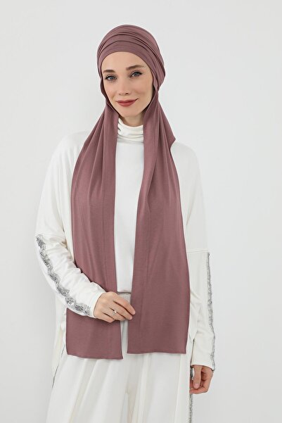 Aisha's Design Combed Cotton Boneli Ready-To-Wear Combed Cotton Hooded Shawl Two-Piece Set, Ps-57, Dusty Rose