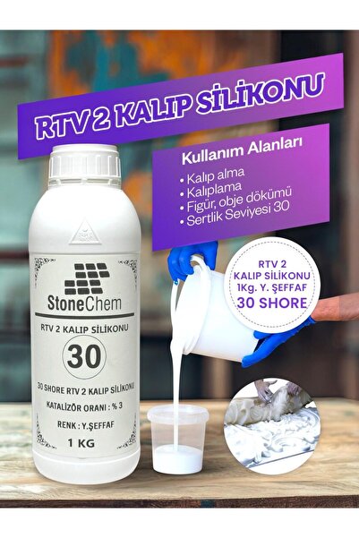 stonechem RTV 2 Kalıp Silikonu 1 Kg Yarı Şeffaf 30 Shore Yüksek Kalite 1. Sınıf