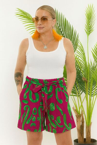 orva fashion Kadın Viskon Kuşak Detaylı Standart Beden Şort (36 ile 44 Beden ...