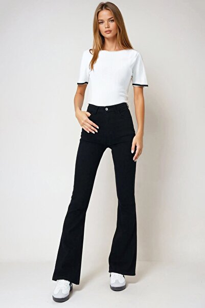 VAGGON Women's Black 5 Pocket Spanish Leg Jeans Vs01017