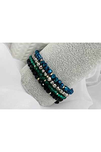 OEM PROMOȚIE: Set 4 brățări cu cristale de sticlă și bilute din aur 14K - Reglabil