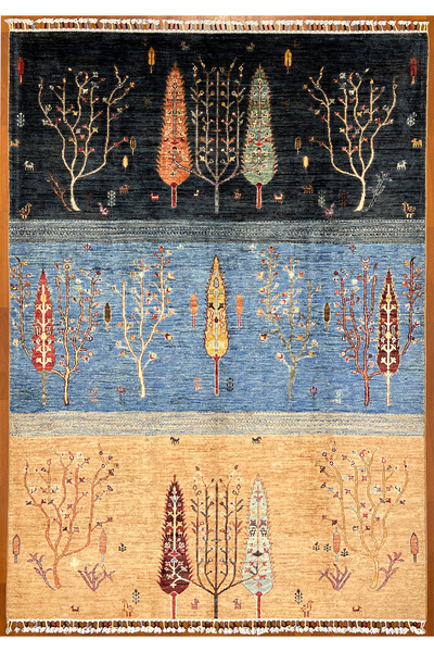 Afgan Halı El Dokuma 100% Yün Harika Elsanat Eserı Agaç desenlı