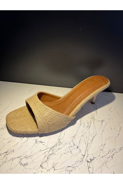 VEYİS USTA Straw Heeled Slippers