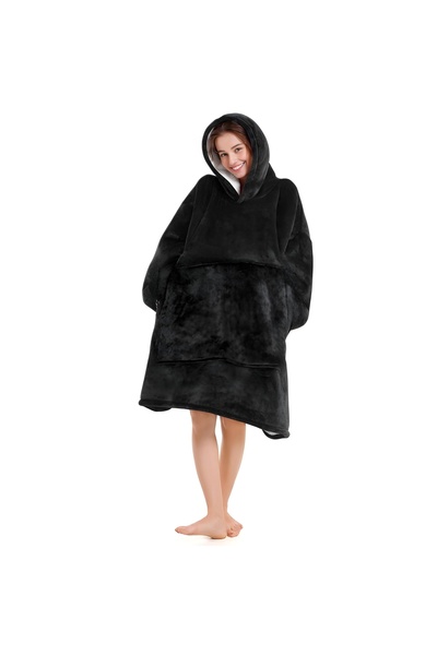Other Blanket sweatshirt, large, oversized, thick, warm, hooded, black, soft.
