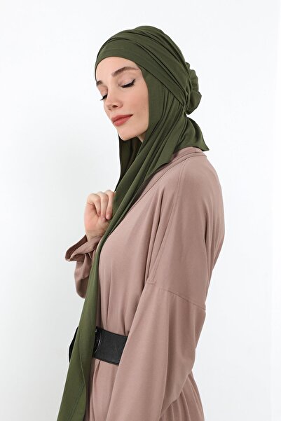 Aisha's Design Combed Cotton Boneli Ready-Made Combed Cotton Hooded Shawl Two-Piece Set, Ps-57, Khaki