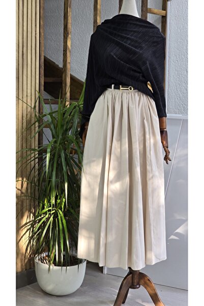 NANTİREA Belted Stone Color Skirt